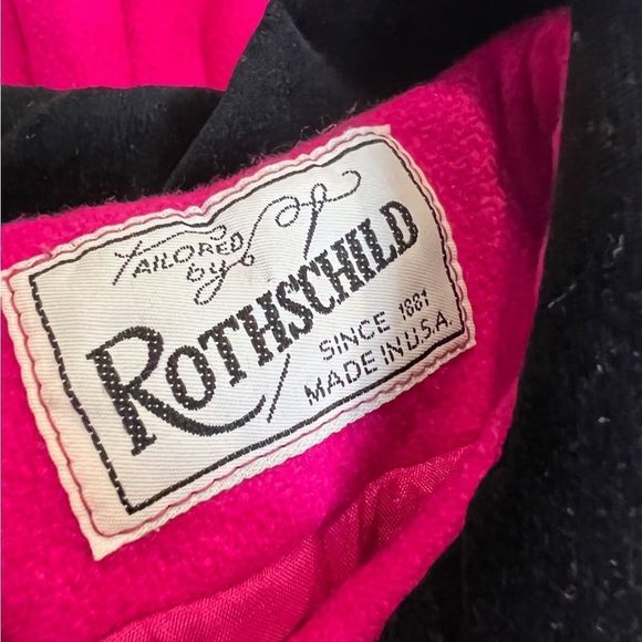 SOLD Vintage Coat Rothschild wool peacoat fuchsia Pink Black 6 - Picture 4 of 12